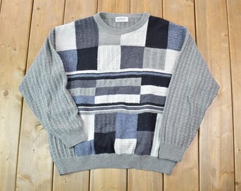 Suéter de punto Leo Rossi vintage de los años 90 / Cuello redondo de los años 90 / Hecho en Italia / Preppy