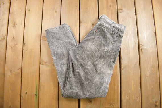 Vintage 1980s Levi's Silver Grey Corduroy Pants S… - image 1
