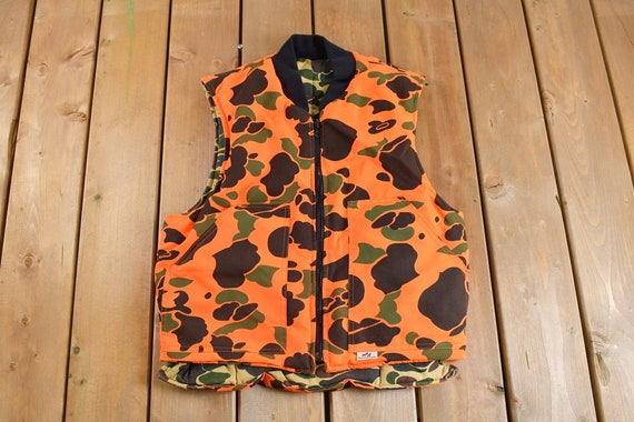 Vintage 1990s Reversible Nylon Puffer Hunting Ves… - image 1