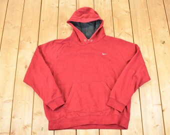 Vintage Y2K Nike Embroidered Mini Swoosh Hoodie Sweatshirt Men's L / 2000s Nike Sweater / Athletic Streetwear