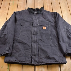 Vintage 1990s Carhartt Traditional Work Jacket / Workwear / Streetwear / Quilt Lined Jacket / Distressed Carhartt