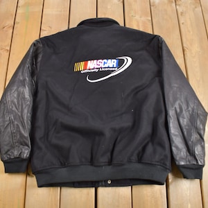 Vintage 1990s NASCAR Leather Racing Jacket / Patchwork / Streetwear / Vintage Nascar / Size XL