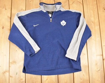 Vintage Y2K Nike Toronto Maple Leafs Quarter Zip NHL Fleece Outdoorsman Sweater Youth M / 2000s Winter Sweatshirt /  Fleece Hiking Zip up