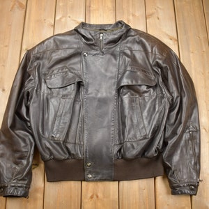 Vintage 1980s Claude Montana Ideal Cuir Leather Bomber Jacket