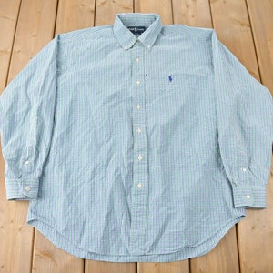 Vintage 1990s Ralph Lauren Blake Small Pony Plaid Button Up Shirt Size L