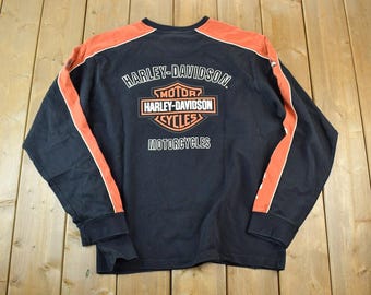 Vintage 90s Harley Davidson Sweatshirt Fire Burning Sleeve