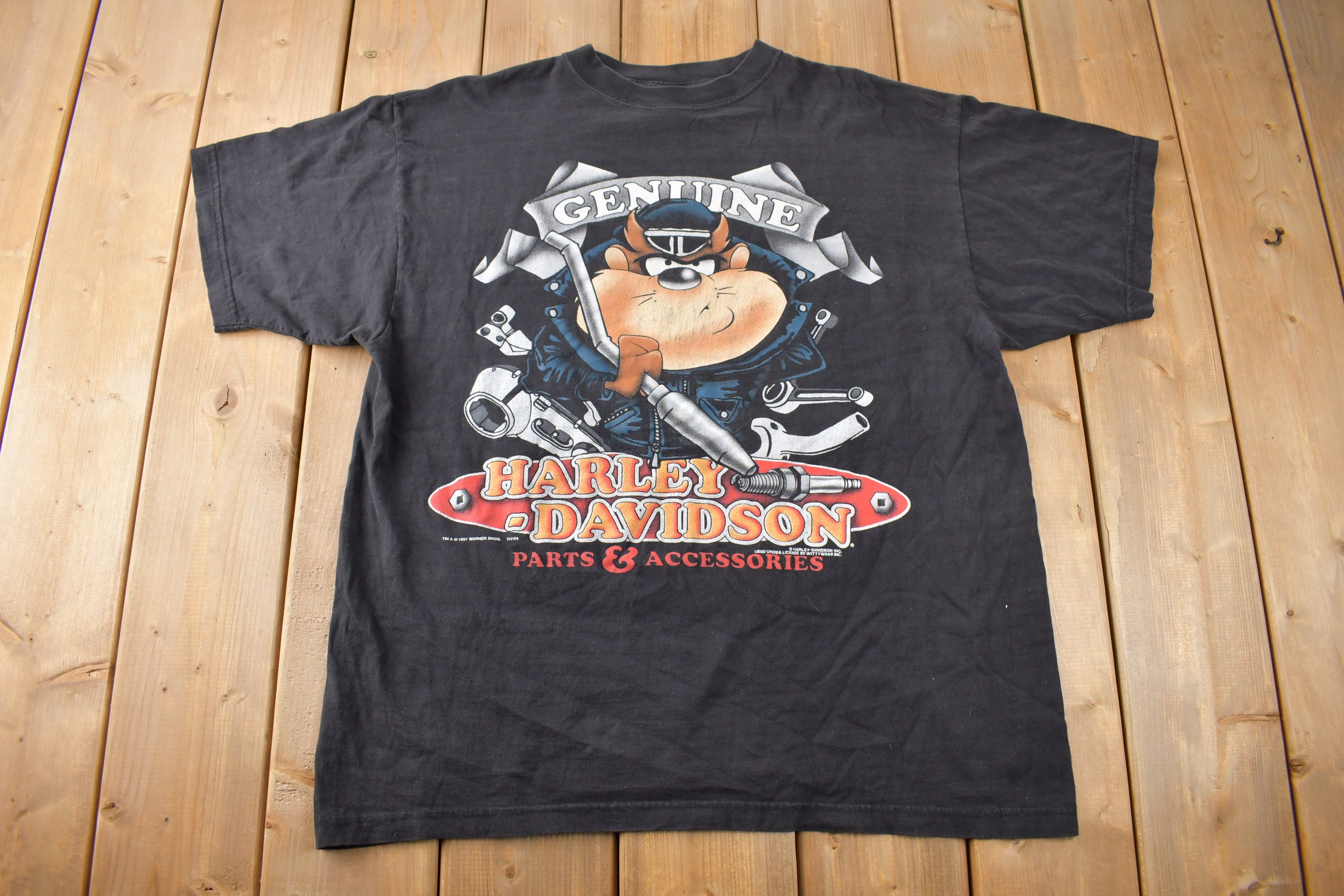 Vintage 1997 Harley Davidson Taz Devil Looney Tunes Graphic T 