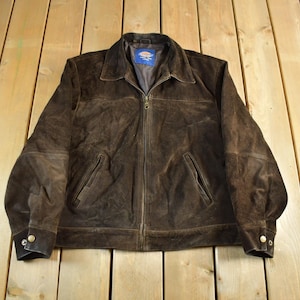 Vintage 1990s Dickies Suede Leather Jacket Men's Large / Vintage