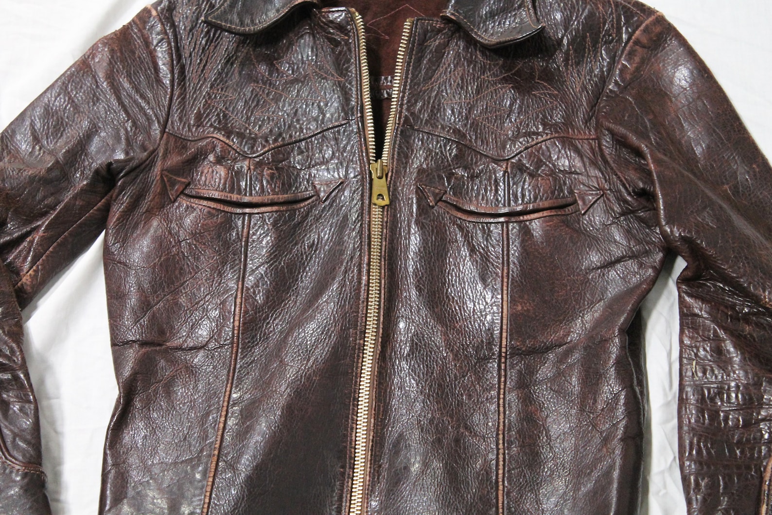 Vintage 1970s East West Leather Motorcylce Jacket / Vintage Etsy