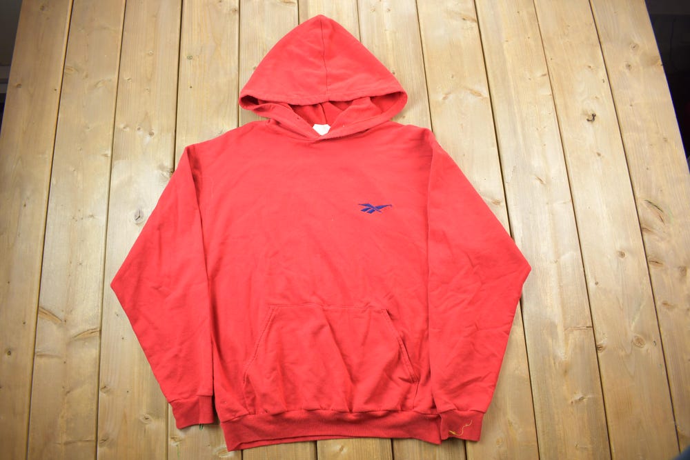 Vintage 1990S Red Reebok / Embroidered / Graphic Hoodie Made In Canada New Hoodie