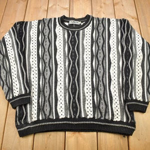 Vintage 1990s Lavane 3D Colored Cable Knit Crewneck Sweater / Vintage 90s Crewneck / Abstract Patterns / Textured Knit / Streetwear