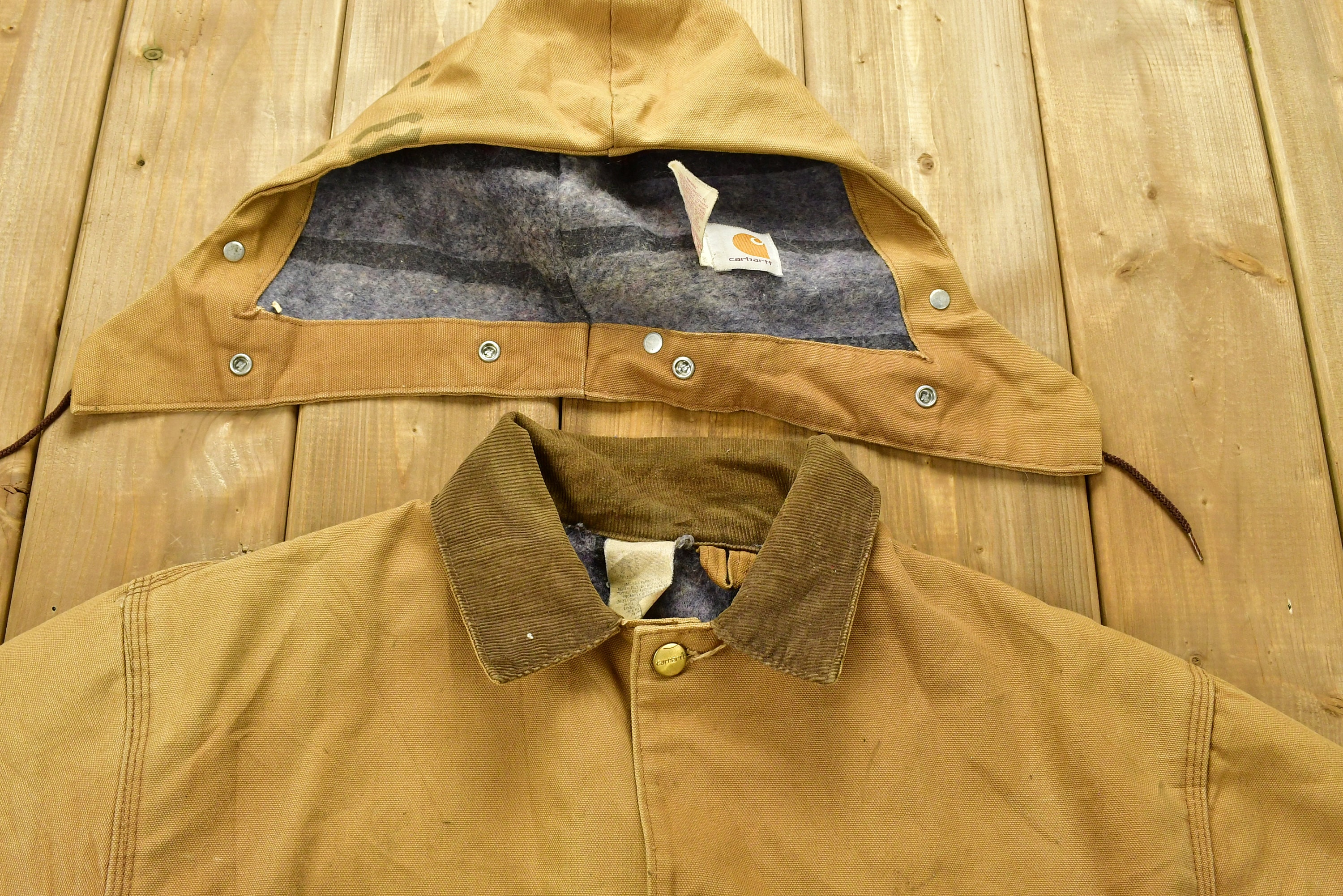 Vintage Carhartt Chore Coat Blanket Lined 1980s With Hood Vintage Carhartt Chore Coat Blanket Lined 1980s With Hood