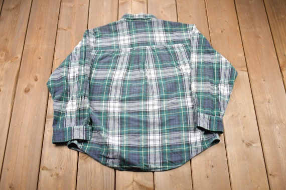Vintage 1990s Lands End Plaid Button Up Shirt / 1… - image 2