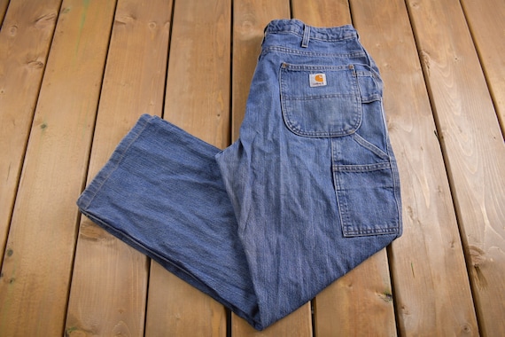 Vintage 1990s Carhartt Denim Work Pants Size 34 x… - image 1