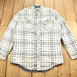 Vintage 1990s Outdoor Exchange Heavyweight Insulated Button Up Shirt / Outdoorsman / Vintage Flannel / Plaid Flannel Jacket / Quilted