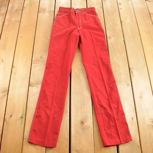 Vintage Chemin De Fer Red Jeans / Size 24 x 34 / Streetwear Fashion / Vintage Denim Bottoms / Made In Canada / Retro Style