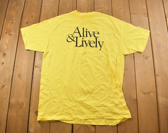 Vintage 1990s Alive & Lively Graphic T Shirt / Vintage T Shirt / Streetwear / Graphic Tee / Made In USA