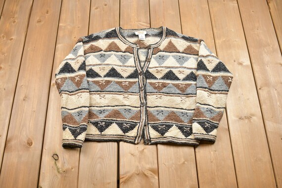 Vintage Talbots Zip up Knitted Sweater / Vintage 90s Crewneck 