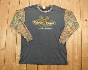 Vintage 1990s Thirty Point Bock Camo Long Sleeve Shirt / 90s Crewneck / Outdoors / Streetwear / Vintage Camo / Hunting Shirt / Deer
