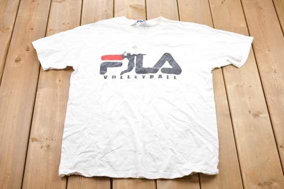 Vintage 1990s Fila Volleyball Graphic T-Shirt / G… - image 1