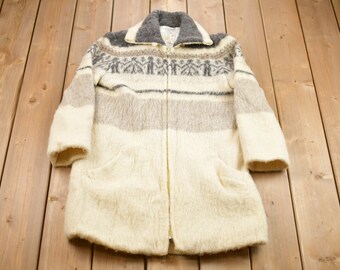 Vintage 1980s Ice Wool 100% Wool Full Zip Jacket / Wool Jacket  / Vintage 90s Jacket / Outdoor / Winter / 80s Ice Wool