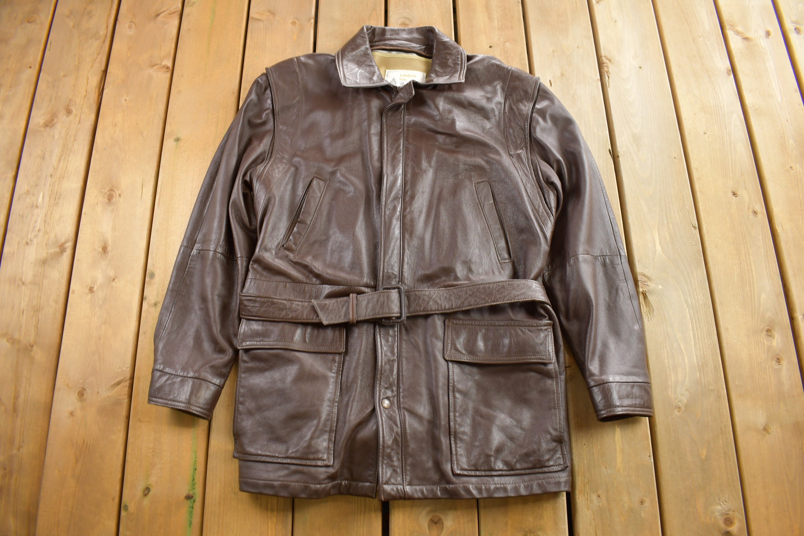 Vintage 1990s London Fog Leather Jacket / Fall Outerwear