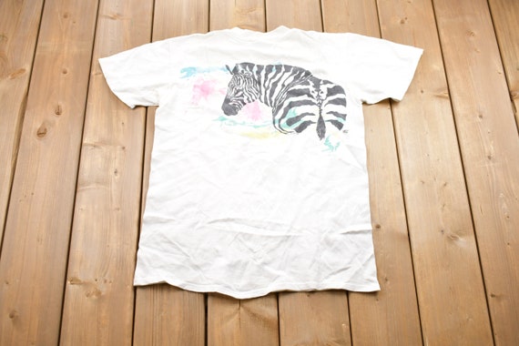 Vintage 1989 Zebra Print Graphic T-Shirt / Graphi… - image 2