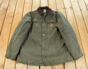 Vintage 1990s Carhartt Traditional Work Jacket Men's XL Tall / Workwear / Streetwear / Quilt Lined Jacket / Made in USA