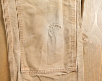 Vintage 1990s Carhartt Beige Double Knee Work Pants Size 33 X 30