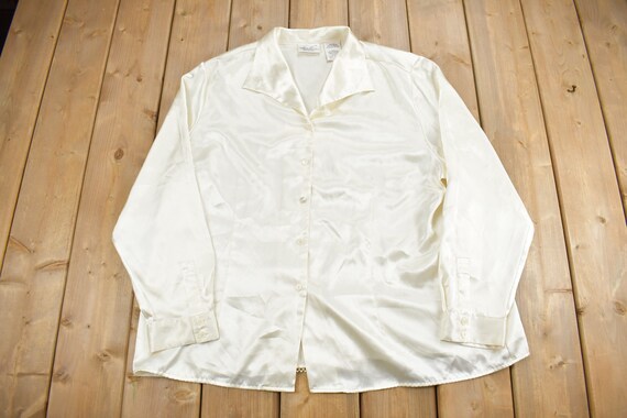 Vintage 1990s kathie Lee Silk Button Up Shirt / 1… - image 1