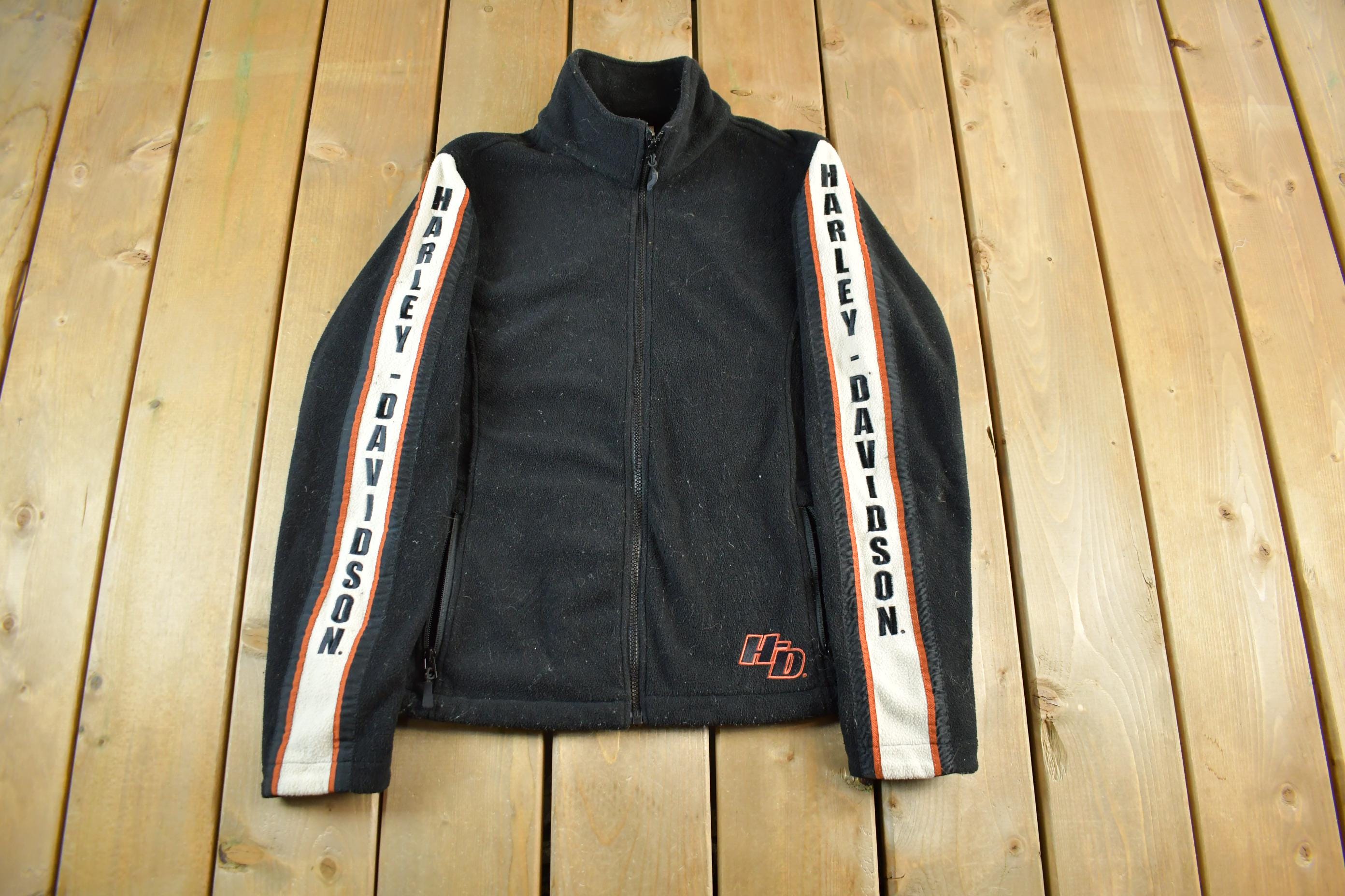 Vintage 2000s Harley Davidson Embroidered Full Zip Fleece Sweater 