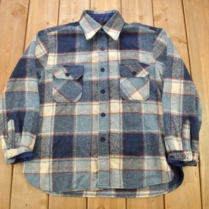 Vintage 1980s Double Breasted Plaid Flannel Button Up Shirt / 1990s Button Up / Vintage Flannel / Plaid Shirt / Button Down