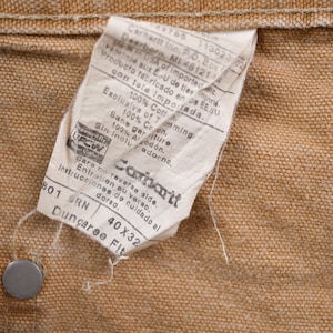 Vintage 1990s Carhartt Double Knee Work Pants Size 38 x 32 / 90s Carpenter Pants / Made In USA (Rare) / Distressed Carhartt / Hype Vintage imagen 5