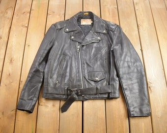 Vintage 1970s Excelled Leather Biker Jacket Size 42 / Motorcycle Jacket / Genuine Leather Coat / Vintage Biker Jacket / Made In USA