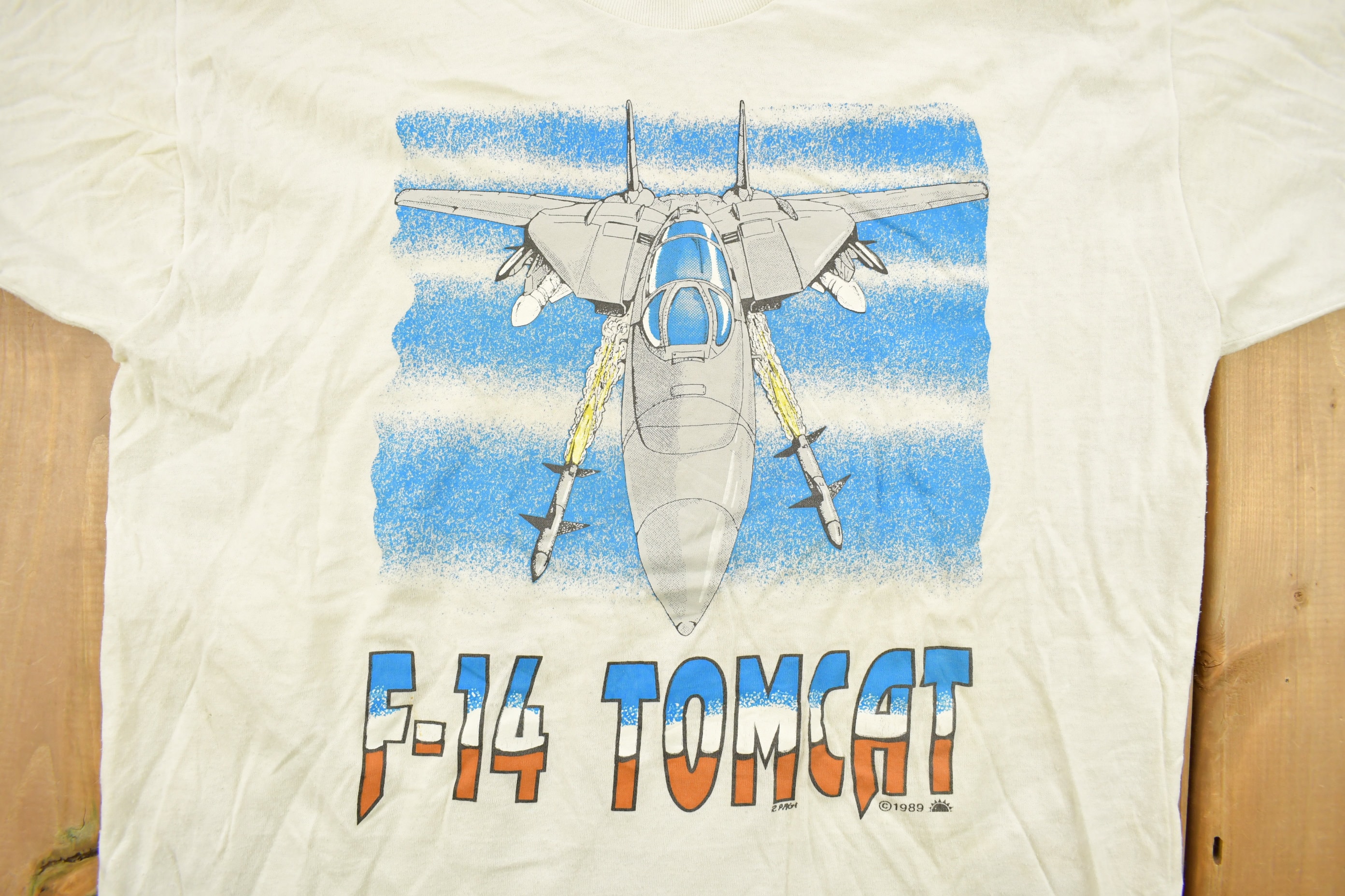 ヴィンテージ 1989 F-14 トムキャット ネイビー グラフィック Tシャツ 