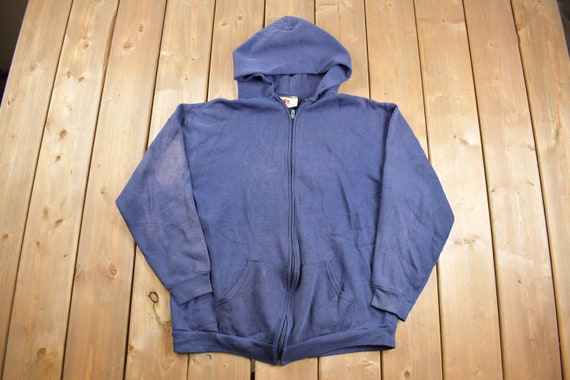 Vintage 1970s Russell Blank Navy Blue Zip-up Hoodie - Etsy Israel