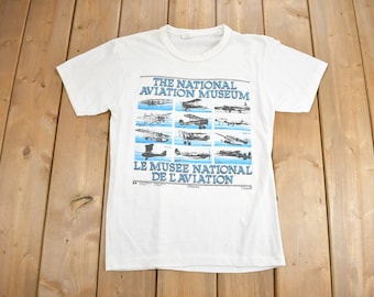 Camiseta gráfica vintage del Museo Nacional de Aviación de Canadá, década de 1980. Camiseta vintage. Camiseta del museo. Costura sencilla. Fabricada en Canadá.
