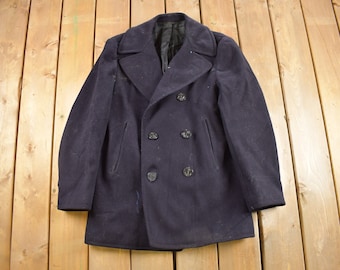 Small 40s US Navy Peacoat / Navy Blue Wool Overcoat 1940s WW2 - Etsy