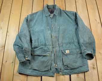 Vintage 1990s Distressed Carhartt Blanket Lined Jacket Made In USA