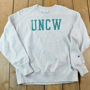 Vintage 1990s UNC Wilmington Seahawks Champion Reverse Weave Crewneck Sweatshirt / Made In USA / Heavy Weight / 90s Champion