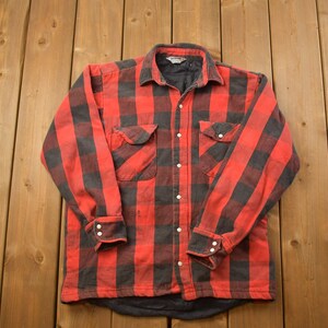 Vintage 1990s Five Brother&#39;s Plaid Lined Flannel Button Up Jacket / 1990s Button Up / Vintage Flannel / Plaid / Button Down / Made In USA