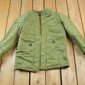 Vintage US Military Hunter Green Button Up Bomber Wool Lined Army Jacket