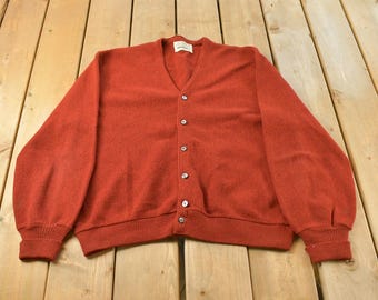 Vintage 1970s Arnold Palmer Robert Bruce Wool Alpaca Knit Cardigan Sweater Men's XL / Vintage Cardigan / Golf Sweater / Made In USA