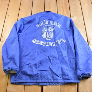 Vintage 1980s P.J.&#39;s Bar Gratiot WI Fleece Lined Windbreaker Jacket / Streetwear / Light Jacket / Vintage Windbreaker / Made In USA
