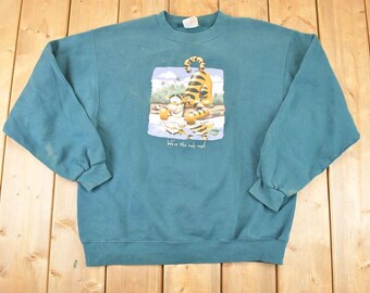 Vintage 1990s Tigger Winnie The Pooh Bear Disney Crewneck Sweater Women's XL / Vintage Mickey Sweatshirt / Cartoon Sweater
