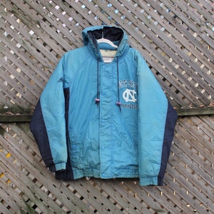 Vintage 1990s University Of North Carolina Tar Heels Puffer Jacket / Sportswear / Streetwear / Collegiate Jacket / Color Block / UNC image 2