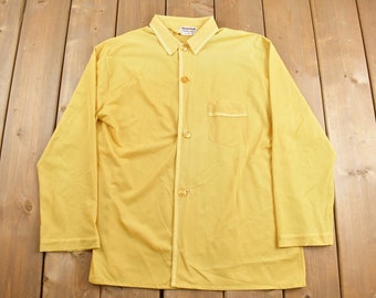Vintage 1980s Master Built Button Up Shirt / Nylon / 1980s Button Up / Vintage Pyjama / Lounge Wear / Pyjama Shirt / Sleep Shirt