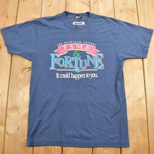 Vintage 1990s Michigan Fame & Fortune Lottery Graphic T Shirt / Vintage T Shirt / Streetwear / Graphic Tee / Casual Shirt / Made In USA
