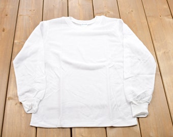 Vintage 1970s Fairline White Long Sleeve T-Shirt / Graphic / 80s / 90s / Streetwear / Retro Style / Single Stitch / Made In Malaysia