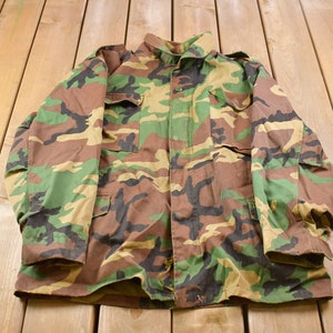Vintage 1990s US Military Woodland Camo Combat Shirt / USMC / US Army Green / Militaria / Patchwork / U.S. Army Top / Military Gear